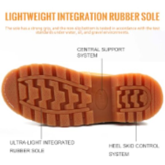 Men\'s Waterproof Leather Work Boots Soft Toe Non Slip Comfortable main image 4